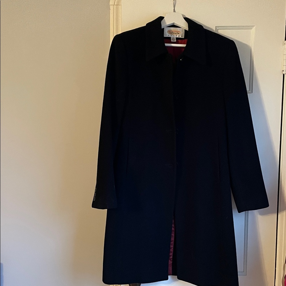 Talbots long black wool and cashmere blend coat. Sz 8 petite, Mid thigh length - Picture 7 of 7